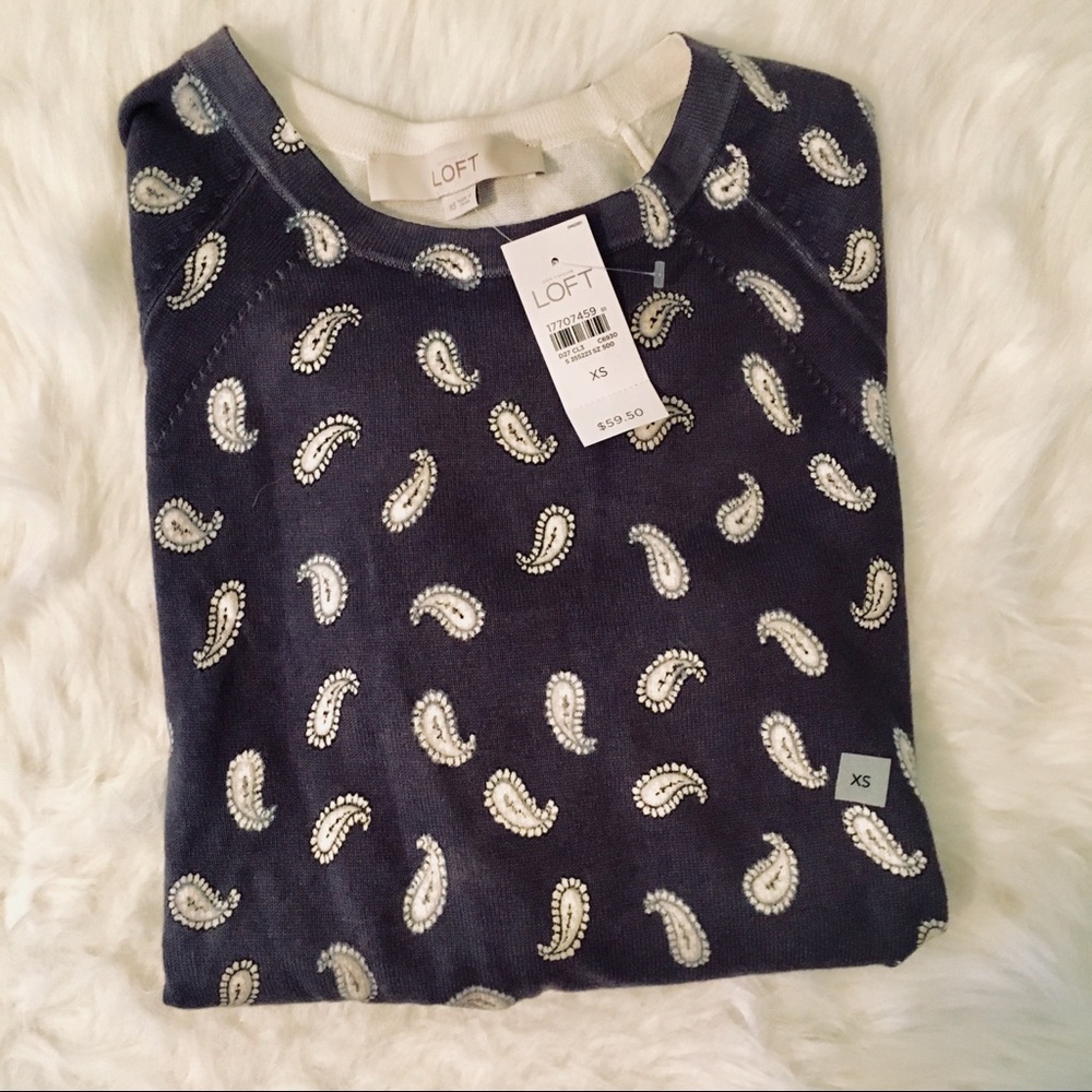 Loft paisley crewneck sweater Business Casual